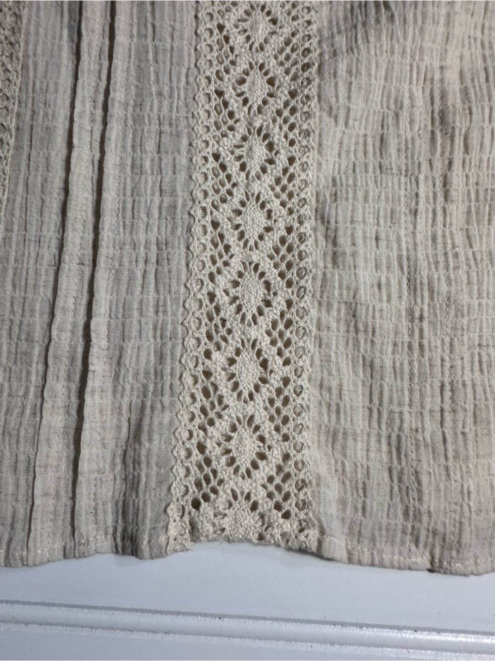 Zara cream crochet lace cropped long sleeve top women’s medium - Picture 4 of 10